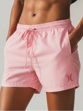 NWT Hurley Volley 17” Crossdye Pink Swim Shorts with Drawstring | Size S